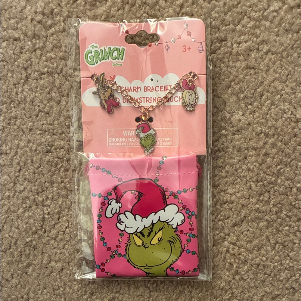 Children’s The Grinch Charm Bracelet & Drawstring Pouch
